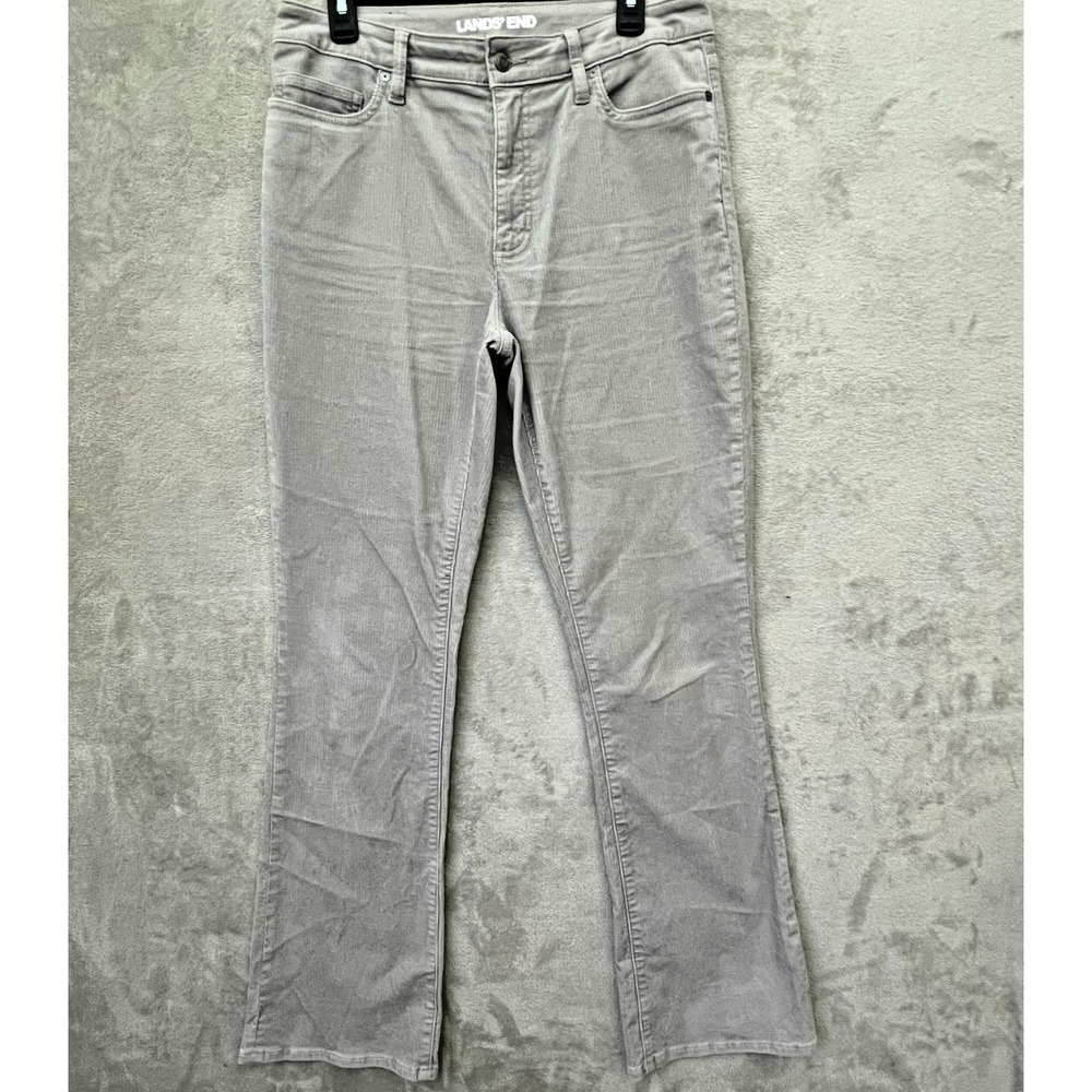 Lands' End‎ Women's Gray Corduroy Mid Rise Bootcut Tall Casual Stretch